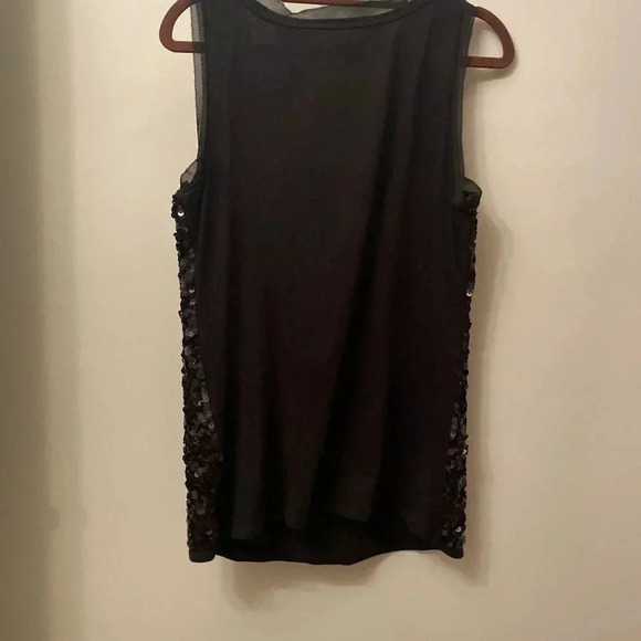 Loft black sequin scoop neck tank top sleeveless medium - Picture 4 of 14